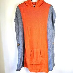 Just For You Orange Grey Long Poncho OS